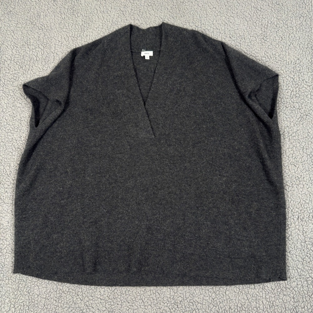Vince Poncho Sweater Wool Cashmere Oversized V-Neck Vest Charcoal Gray Small